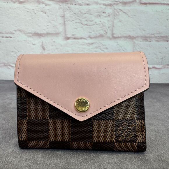 Louis Vuitton Damier Ebene Zoe Wallet Rose Ballerine - Picture 1 of 13
